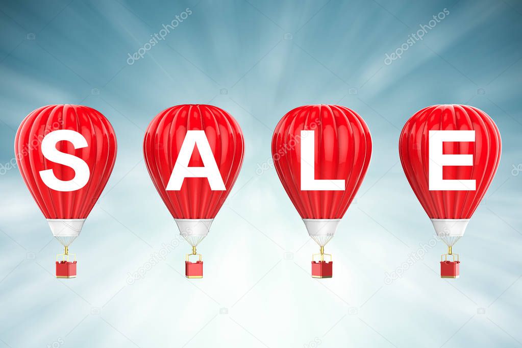 sale sign on red balloons