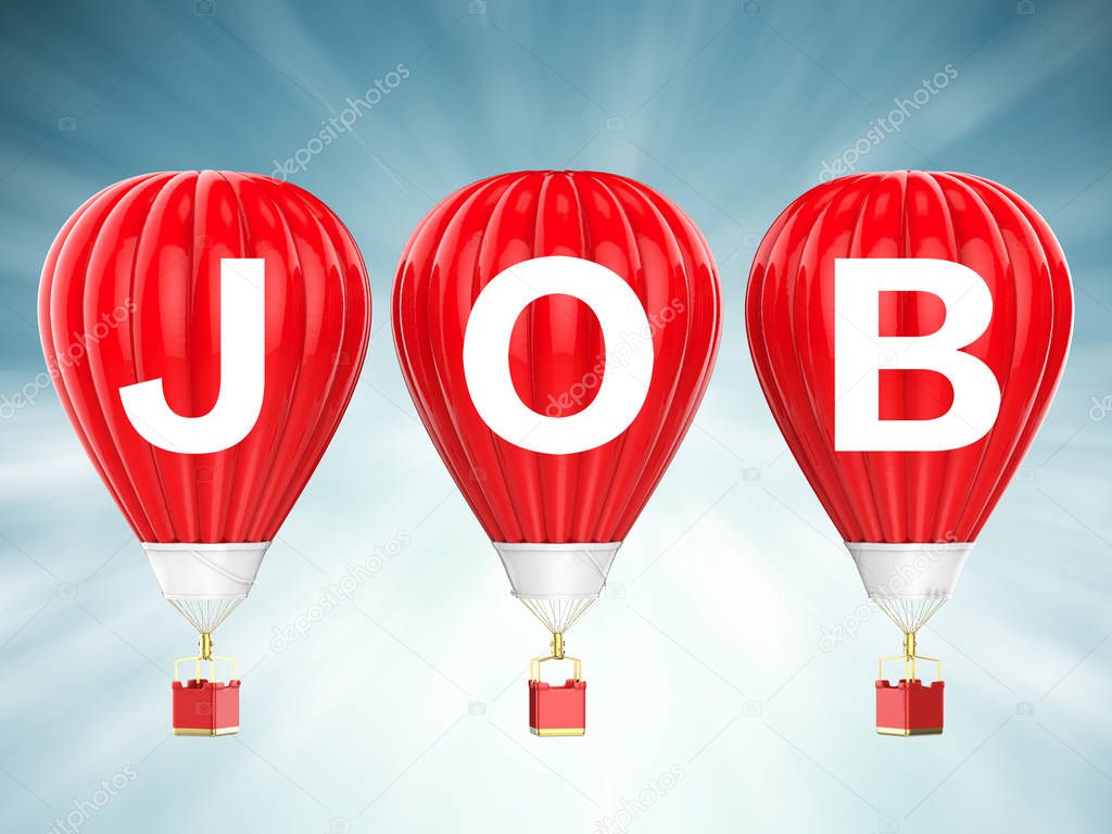 job sign on red hot air balloons