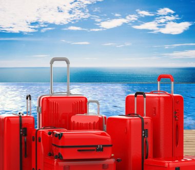 red hard case luggages clipart