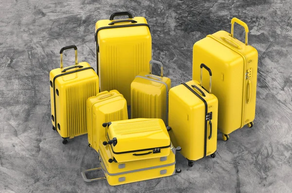 Luggages caso duro amarelo — Fotografia de Stock