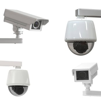 cctv kamera üzerinde beyaz izole