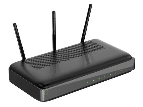 Router nero isolato su bianco — Foto Stock