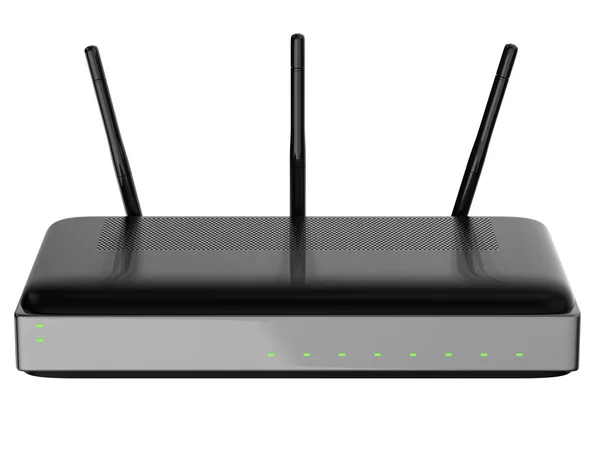 Router negro aislado en blanco —  Fotos de Stock