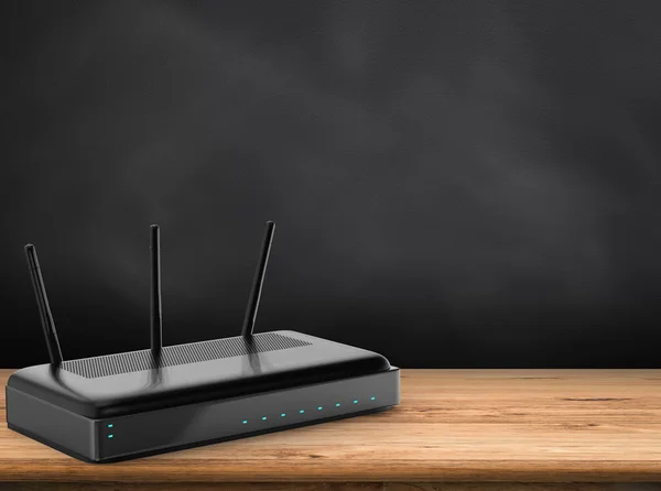 Router on wooden table — Stock Photo, Image
