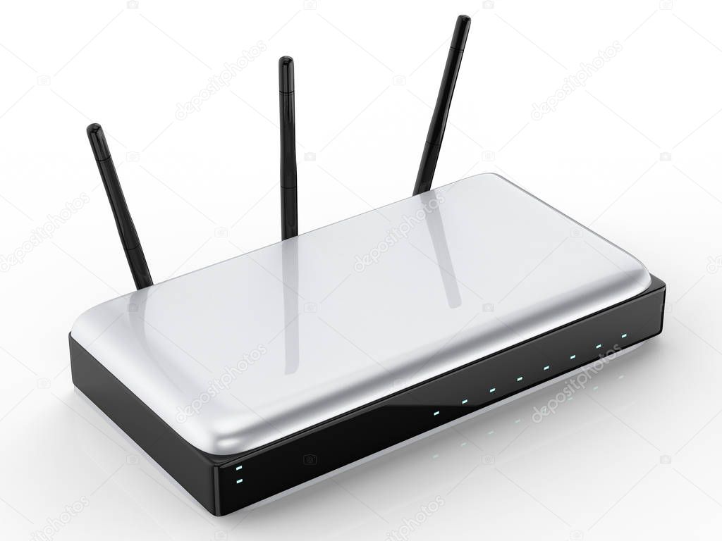 white router on white background
