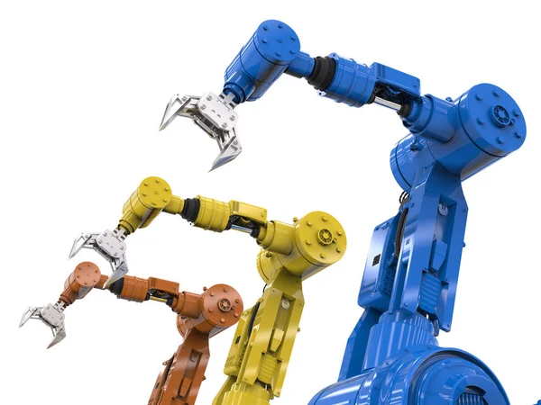 Three robotic arms — Stock Photo, Image