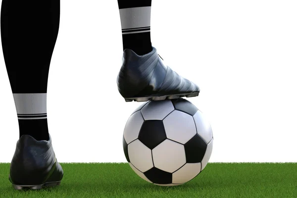 Jugador de fútbol de pie con pelota de fútbol —  Fotos de Stock