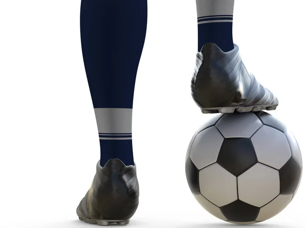 Calciatore in piedi con pallone da calcio — Foto Stock