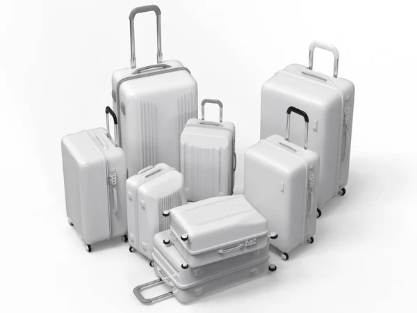 各种大小的白色行李 — 图库照片