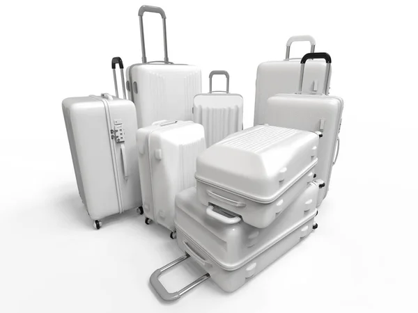 Différentes tailles de bagages blancs — Photo
