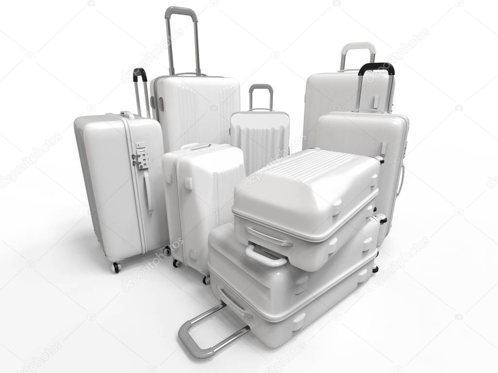 various size of white luggages 