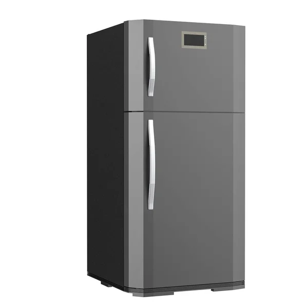 Nuevo refrigerador gris aislado en blanco — Foto de Stock