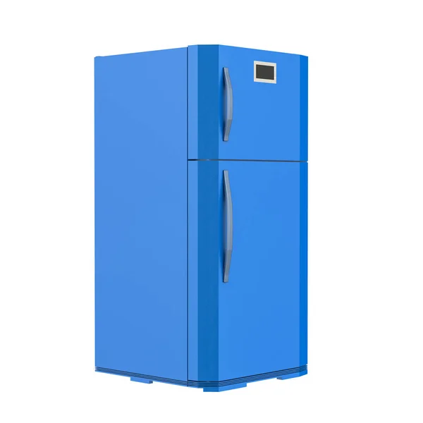 Blauer Kühlschrank isoliert auf weiß — Stockfoto