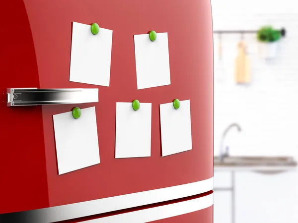 Empty notes on refrigerator — Stock Photo, Image