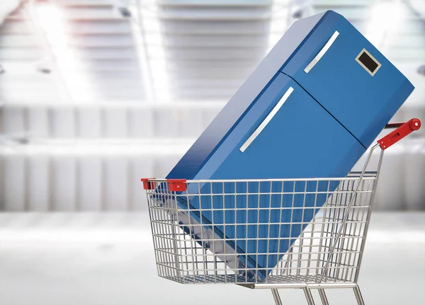 Réfrigérateur dans le panier — Image Réfrigérateur dans le panier Image En Vente