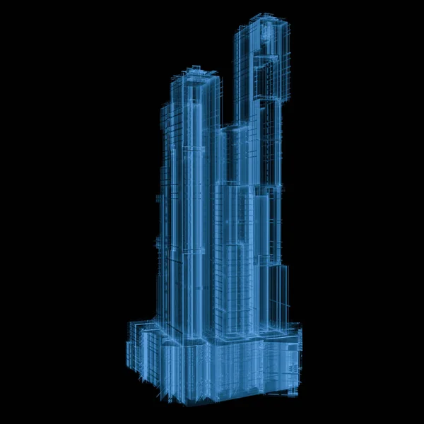 X-ray épület elszigetelt fekete — Stock Fotó