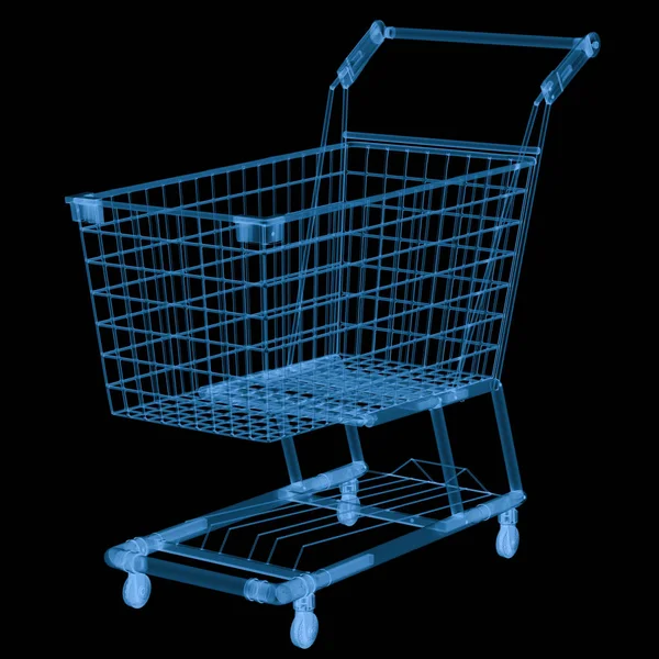 Carrello shopping a raggi x isolato su nero — Foto Stock