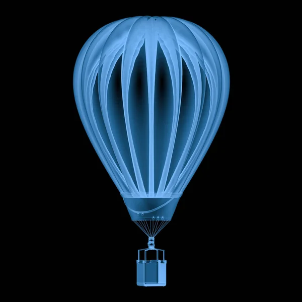 Αερόστατο ζεστού αέρα ακτίνων χ που απομονώνονται σε μαύρο — Φωτογραφία Αρχείου