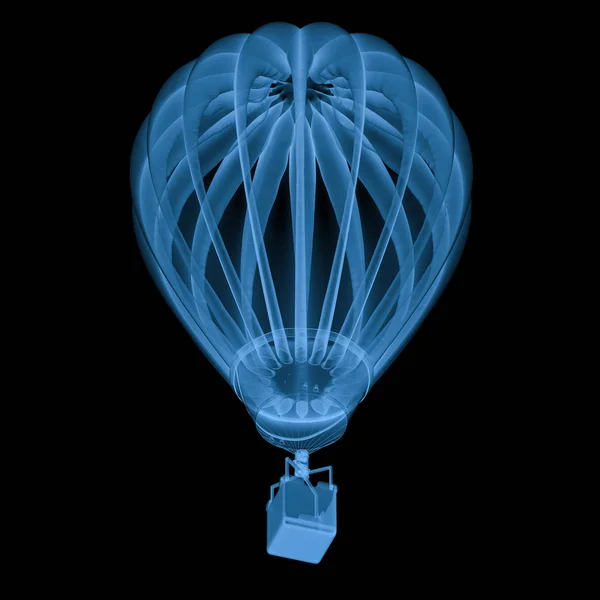 X ray hot air balloon isolated on black — Stock Photo, Image