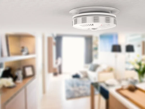 Smoke detector on ceiling — Stock Photo, Image