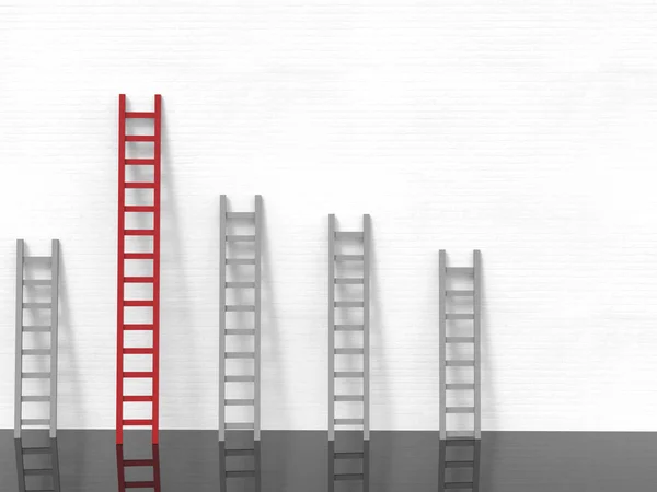 Concepto de liderazgo con escalera roja — Foto de Stock