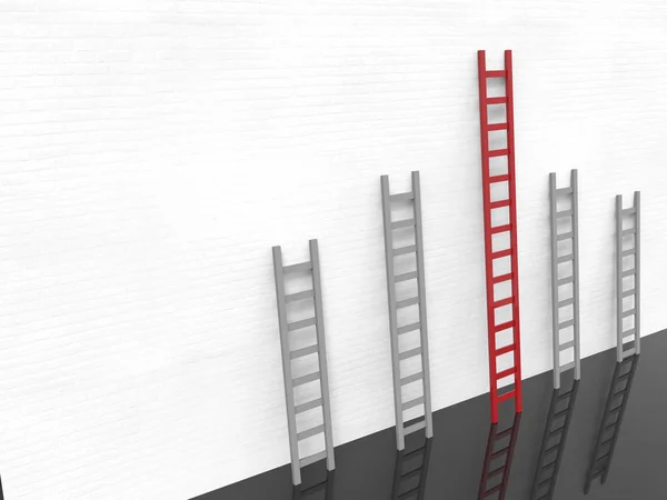 Leadership concept with red ladder — Stock Photo, Image