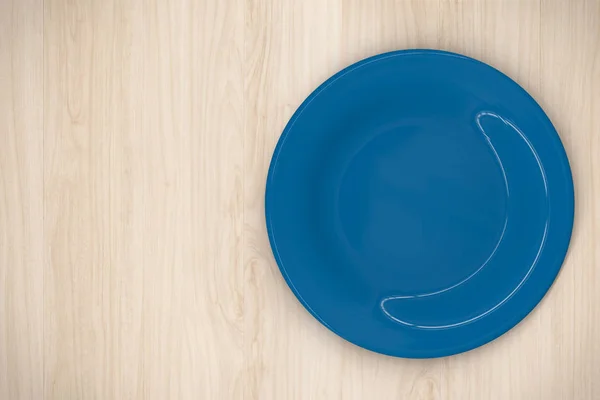 Tampilan atas piring biru — Stok Foto