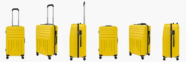 黄色硬案例行李上白色孤立 — 图库照片