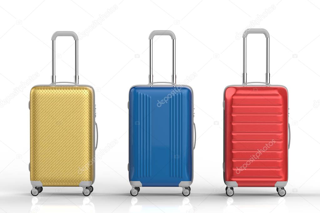 three hard case luggages