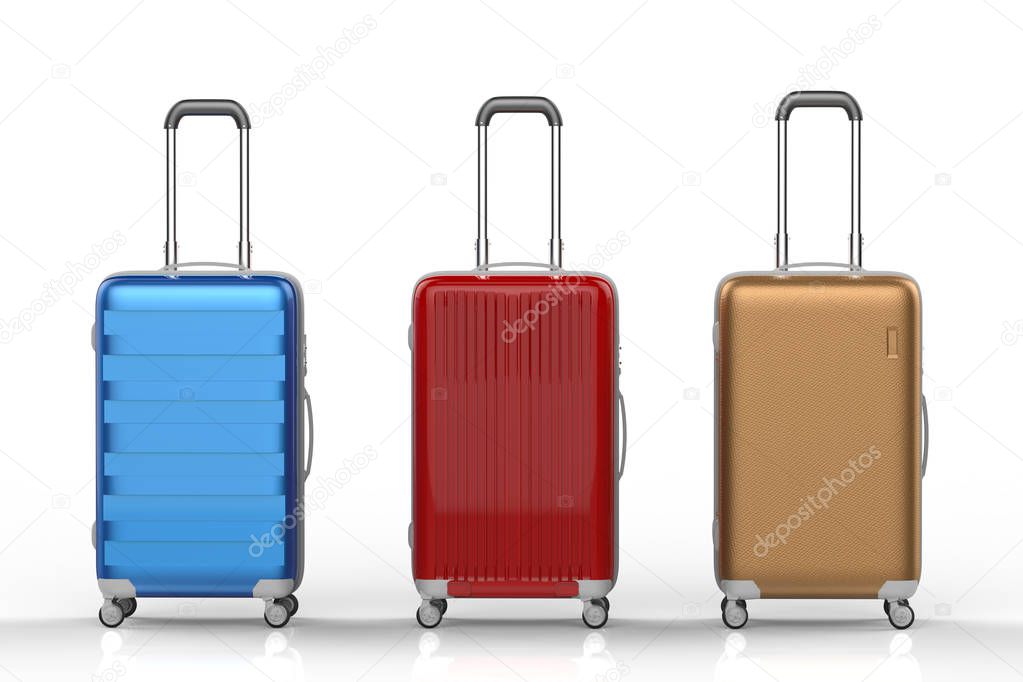 three hard case luggages