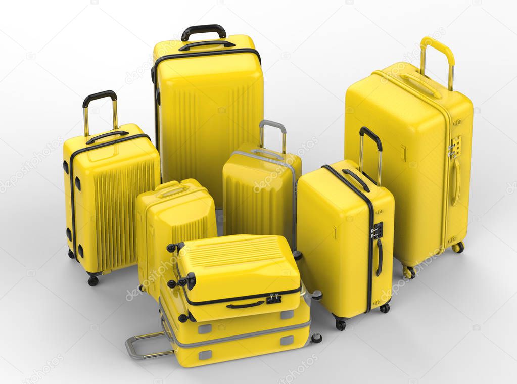 yellow hard case luggages