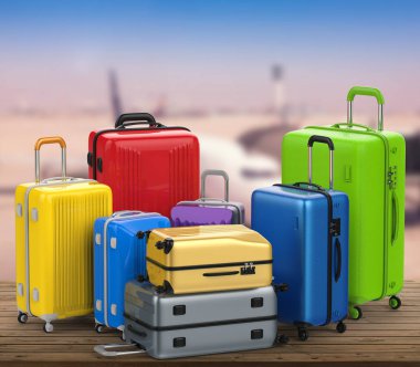 hard case colorful luggages clipart