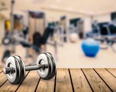 spor salonu arka plan ile metal halter