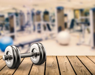 spor salonu arka plan ile metal halter