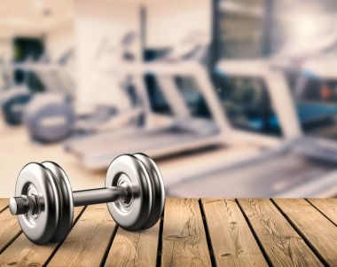spor salonu arka plan ile metal halter