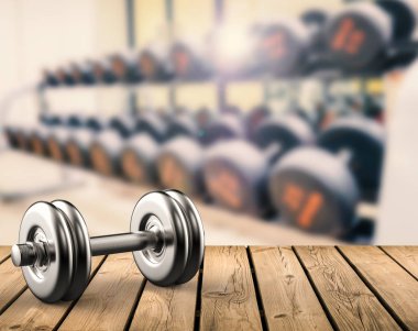 spor salonu arka plan ile metal halter