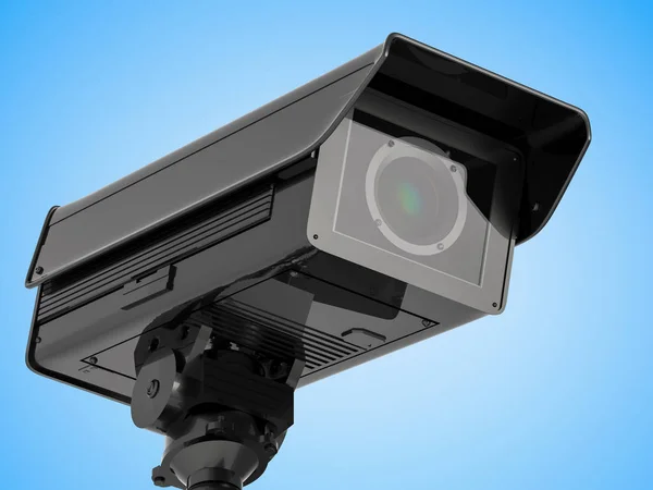 CCTV kamera veya mavi arka plan güvenlik kamerası — Stok fotoğraf