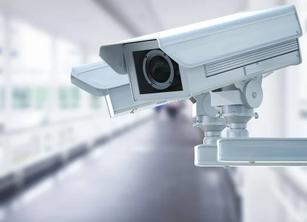 CCTV kamery lub aparatu bezpieczeństwa na tle korytarza — Zdjęcie stockowe