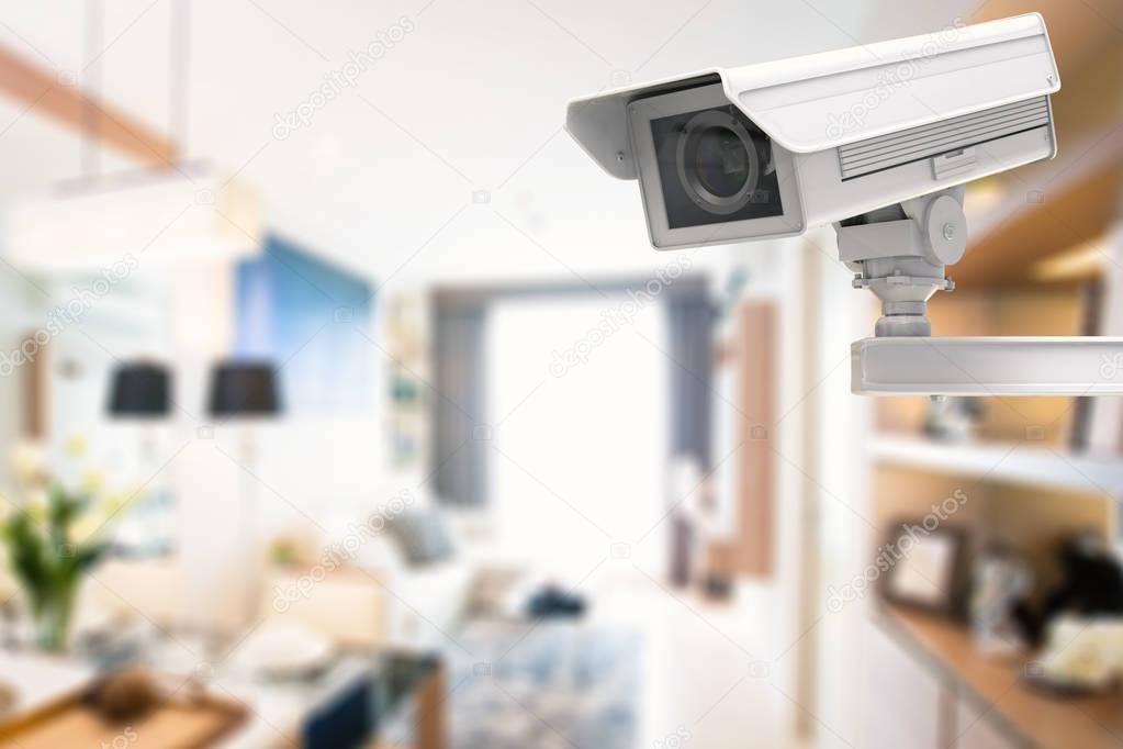 cctv camera or security camera on living room background