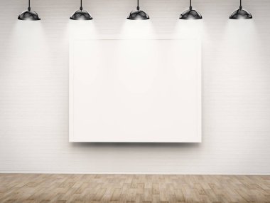 Kolye lambaları asılı beyaz boş çerçeve
