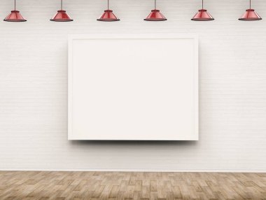 Kolye lambaları asılı beyaz boş çerçeve
