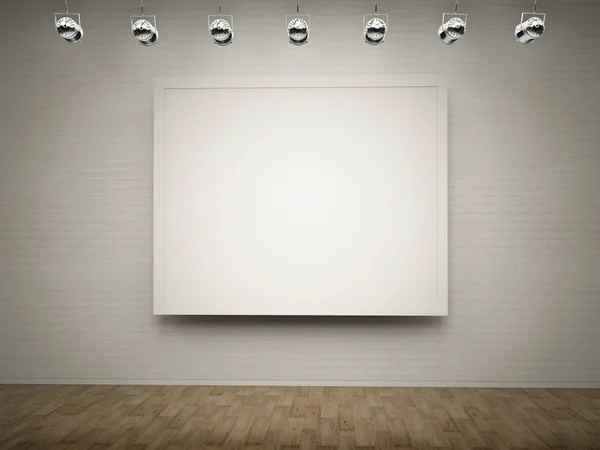 Marco blanco en blanco con lámparas colgantes colgando —  Fotos de Stock