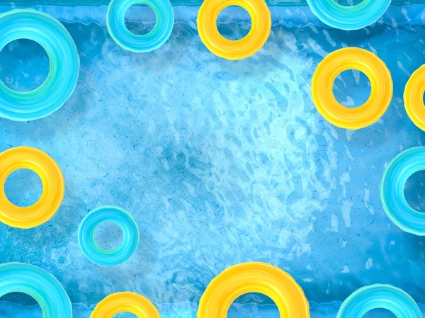 Gyűrűk úszni a medence — Stock Fotó
