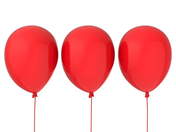 Três balões vermelhos — Fotografia de Stock