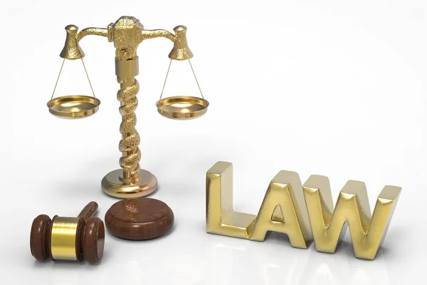 Концепція права з юридичною шкалою та суддею — стокове фото