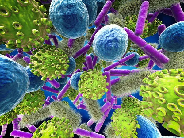 Διάφορα κύτταρα βακτηρίων και ιών — Φωτογραφία Αρχείου