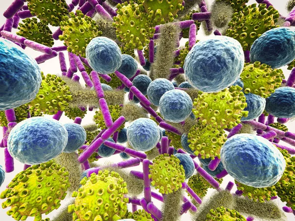 Ulike bakterieceller og virus – stockfoto