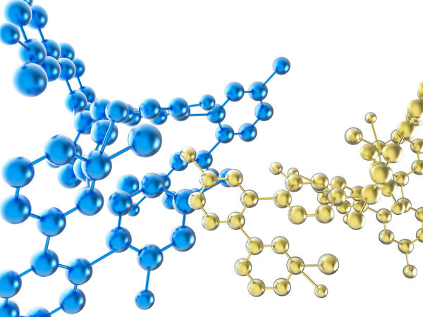 blue and gold molecule structure