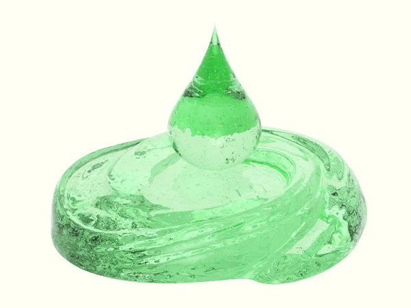 Gotas de gel cosmético verde isolado sobre branco — Fotografia de Stock