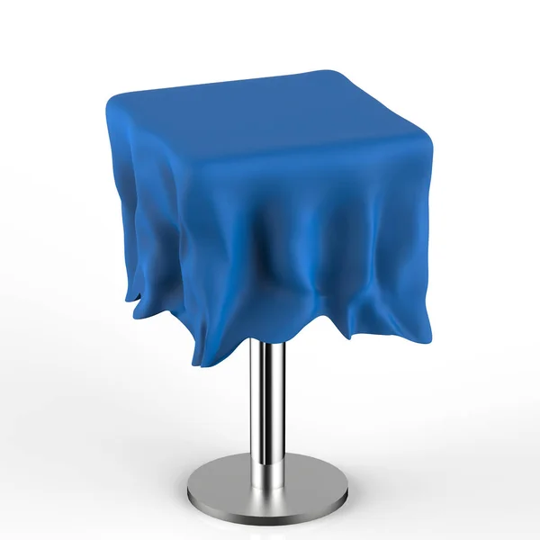 Τραπέζι με μπλε ύφασμα — Φωτογραφία Αρχείου